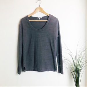 James Perse Gray Ribbed Long Sleeve